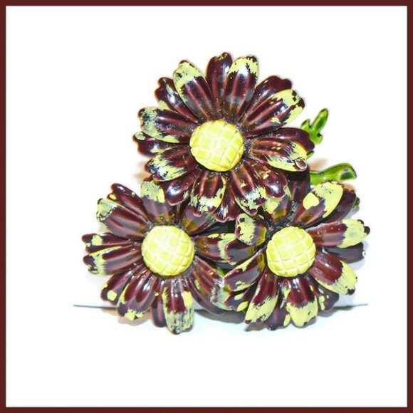 Vintage Enamel Flower Power Brooch‎ - Picture 1 of 3